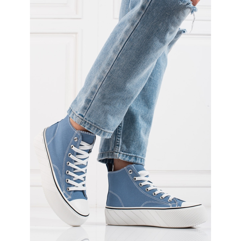 Women's Shelovet blue high-top sneakers 2