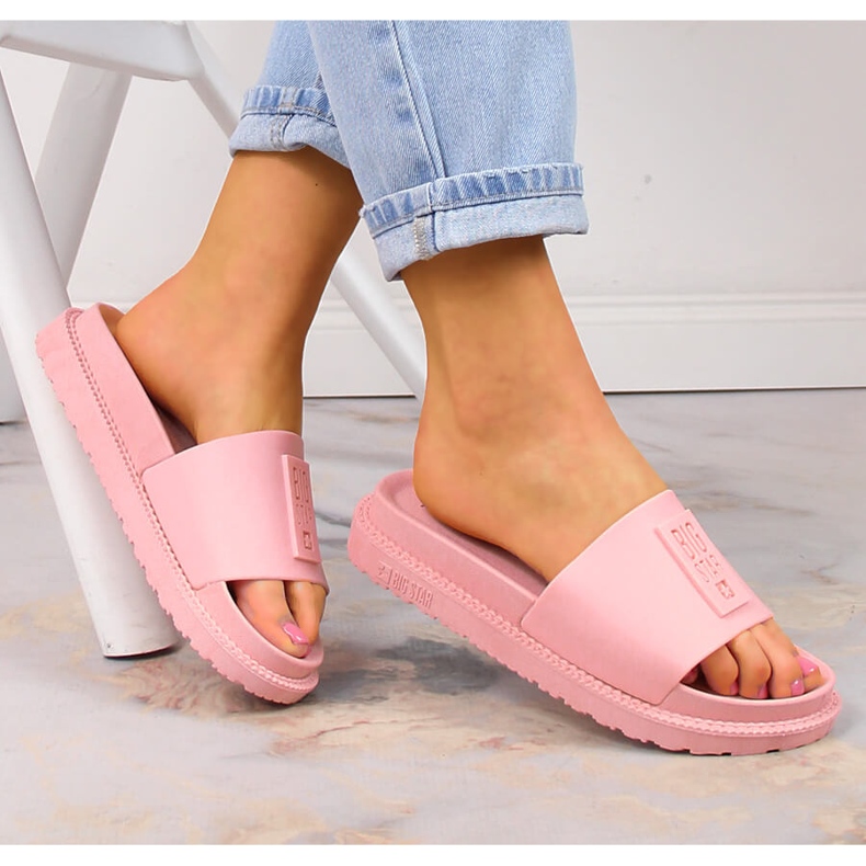 Women's slippers on the platform powder pink Big Star LL274425 2
