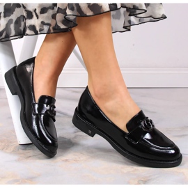 Black lacquered loafers for women Potocki SZ12020 1