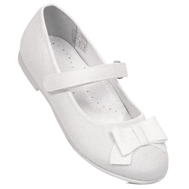 Girls' Communion ballerinas shiny white with velcro Kornecki 6802 1