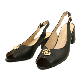 Evento Women's sandals on the post with decoration 23SD35-5480 black 5