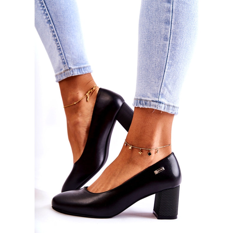 Leather Pumps On a Bar Sergio Leone PB178 Black 4