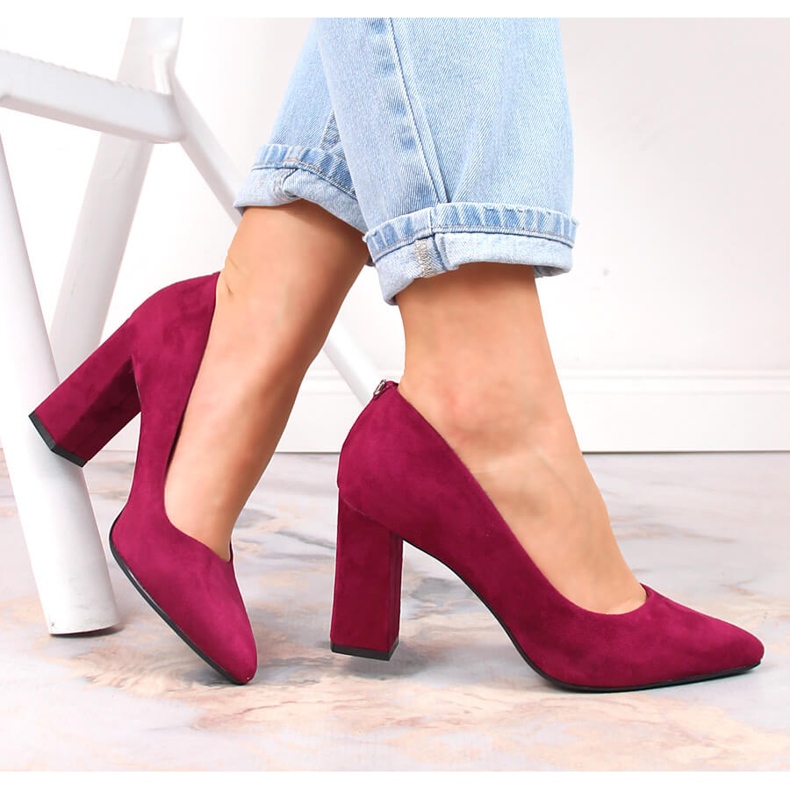 Sergio Leone PB216 women's suede pointed pumps pink 1