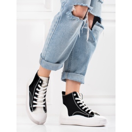 Shelovet women's sneakers high white and black 2 Shelovet women's sneakers high white and black 2