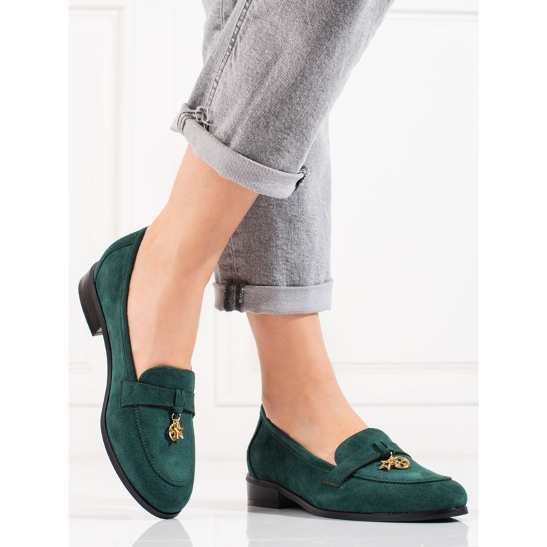 W. Potocki Ladies' Potocki dark green suede lords 1