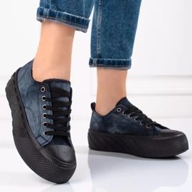 Women's Shelovet corduroy sneakers navy blue 1 Women's Shelovet corduroy sneakers navy blue 1