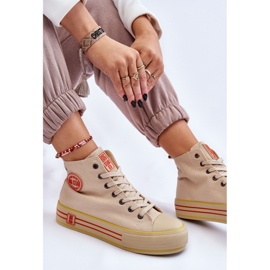 Women's High Textile Platform Sneakers Big Star LL274187 Beige 1