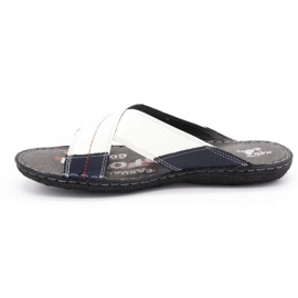 Kampol Men's leather slippers 200 / B white navy blue 1 Kampol Men's leather slippers 200 / B white navy blue 1