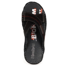 Kampol Men's leather slippers 200/3 black nubuck 1