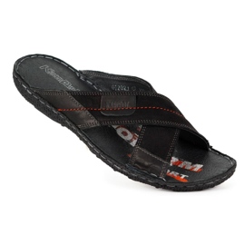 Kampol Men's leather slippers 200/3 black nubuck 2