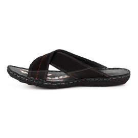 Kampol Men's leather slippers 200/3 black nubuck 4