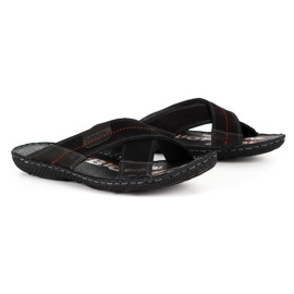 Kampol Men's leather slippers 200/3 black nubuck 5