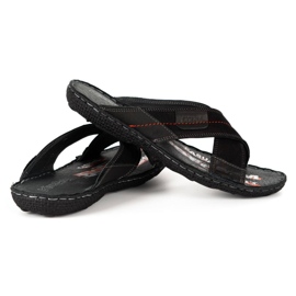 Kampol Men's leather slippers 200/3 black nubuck 6