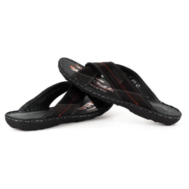 Kampol Men's leather slippers 200/3 black nubuck 7