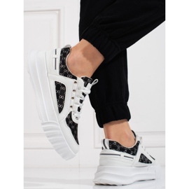 White Shelovet women's sports shoes with black inserts 2
