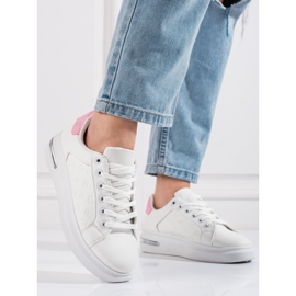 Shelovet women's white sports shoes with a pattern 1