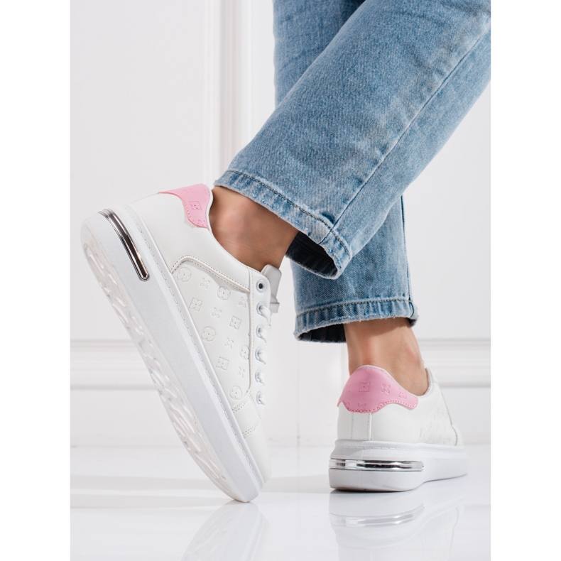 Shelovet women's white sports shoes with a pattern 2