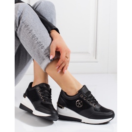 Black Shelovet women's wedge sneakers 1