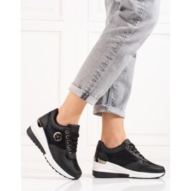 Black Shelovet women's wedge sneakers 2