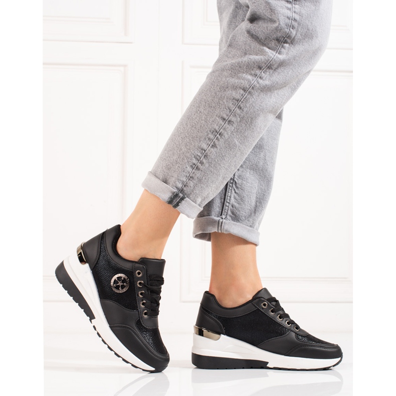Black Shelovet women's wedge sneakers 2 Black Shelovet women's wedge sneakers 2