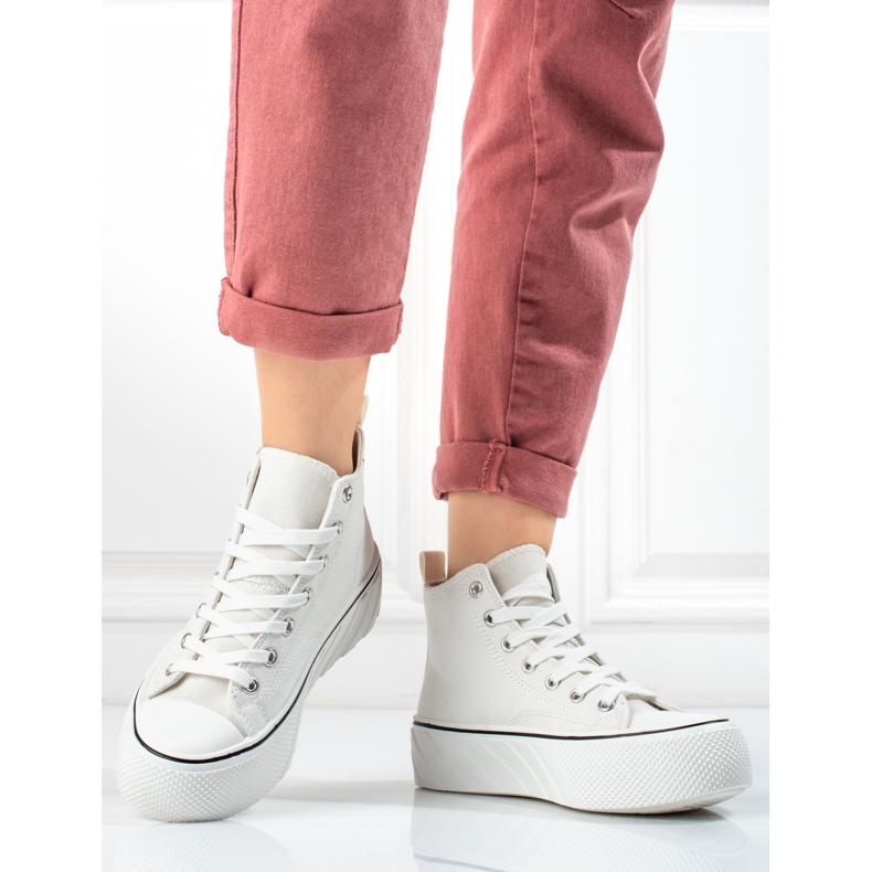 Women's Shelovet white high-top sneakers 1 Women's Shelovet white high-top sneakers 1