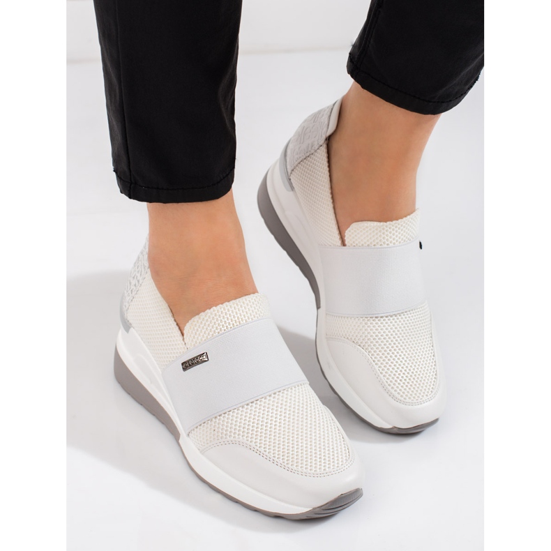 W. Potocki Women's Potocki white wedge sneakers 2