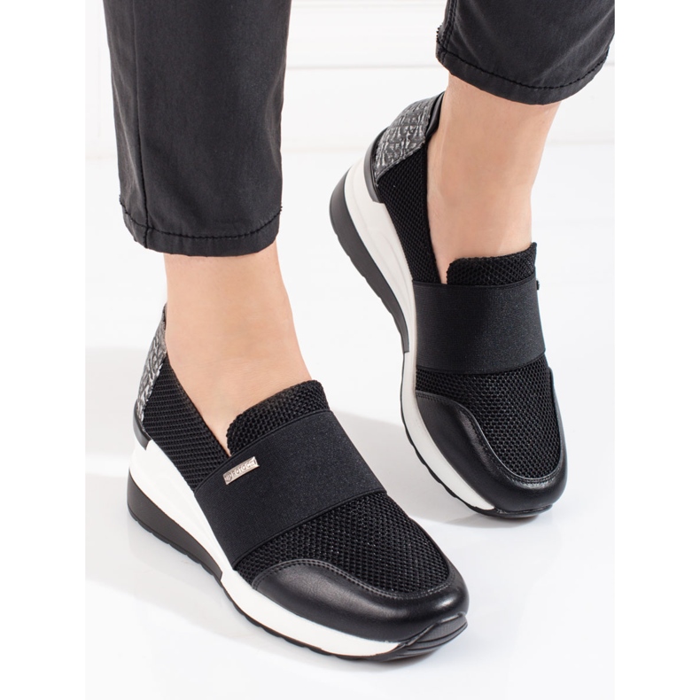 W. Potocki Potocki women's wedge black sneakers 1