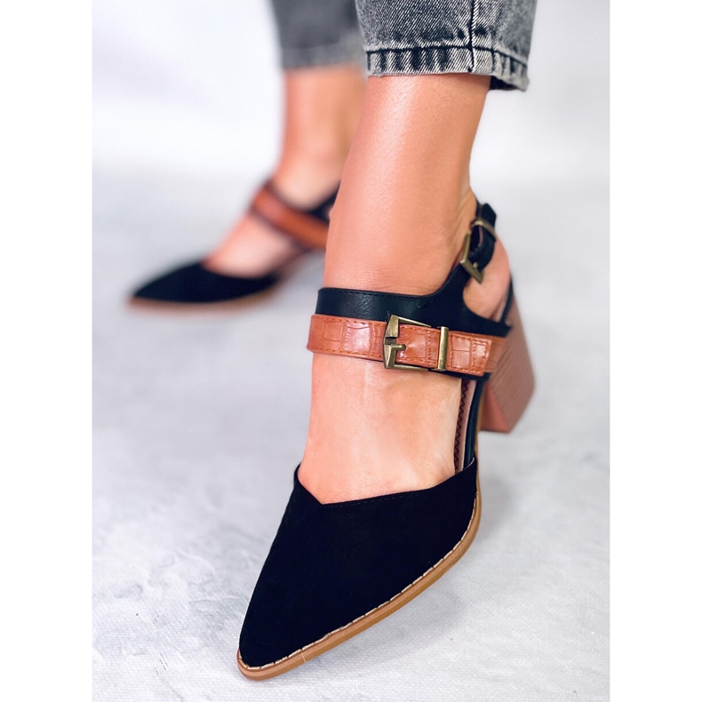 BM Chiatti Black Open Heel Pumps 2