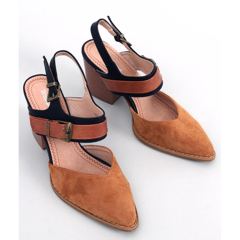 BM Chiatti Camel open heel pumps brown 2