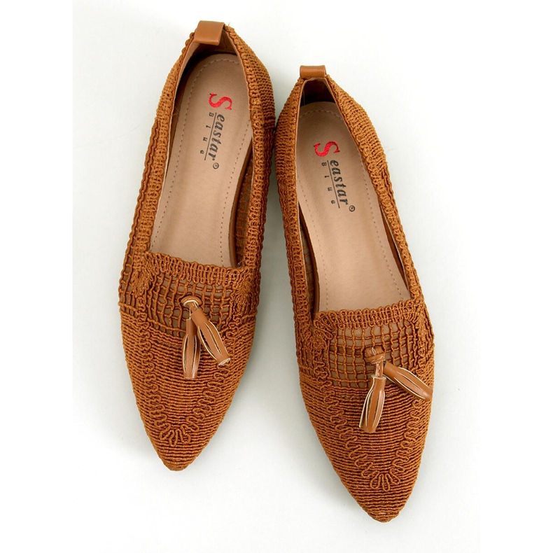 Monti Camel openwork ballerinas brown 1