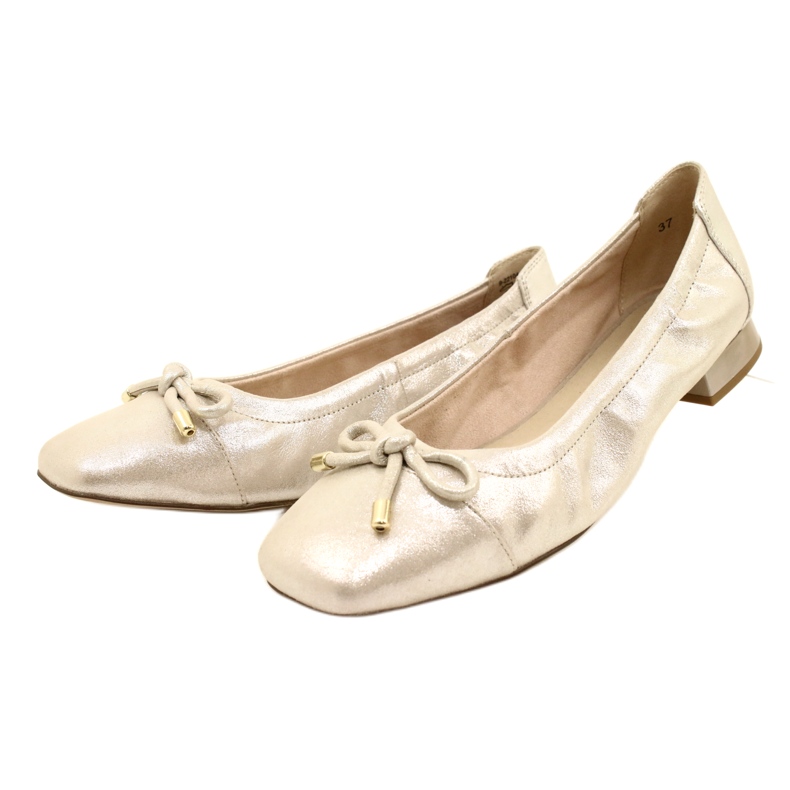 Caprice ballerinas women's shoes with a bow 9-22104-20 354 taupe Sue.met silver 3