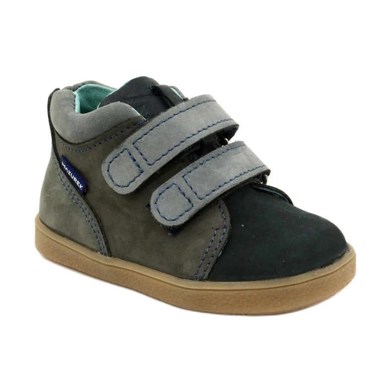 Leather children's shoes with Velcro Mazurek 1302 navy-gray grey 1 Leather children's shoes with Velcro Mazurek 1302 navy-gray grey 1