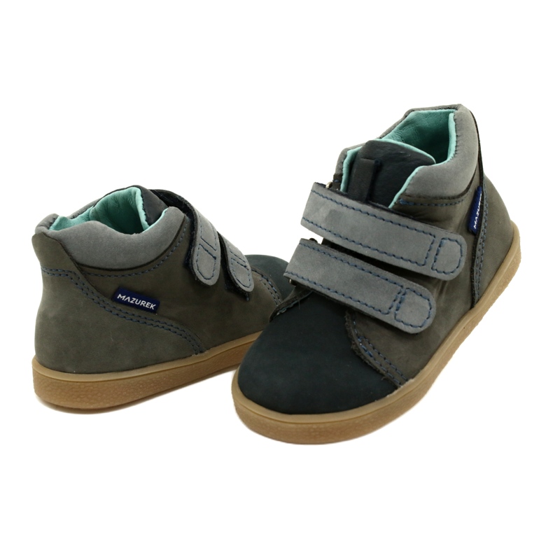 Leather children's shoes with Velcro Mazurek 1302 navy-gray grey 4 Leather children's shoes with Velcro Mazurek 1302 navy-gray grey 4
