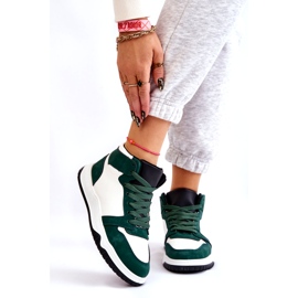 High Women's Sports Shoes, Sneakers, White and Green 1