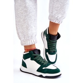 High Women's Sports Shoes, Sneakers, White and Green 5