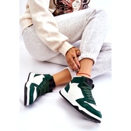 High Women's Sports Shoes, Sneakers, White and Green 6