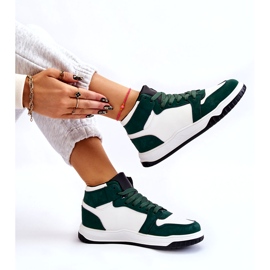 High Women's Sports Shoes, Sneakers, White and Green 7