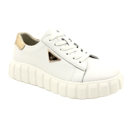 Leather sneakers Filippo DP4138 white golden 1
