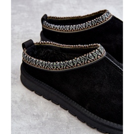 Women's suede slippers with fur and embroidery black 1 Women's suede slippers with fur and embroidery black 1