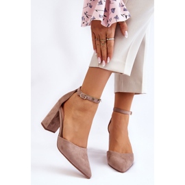 Dark Beige Lexie Suede Heel Pumps 1