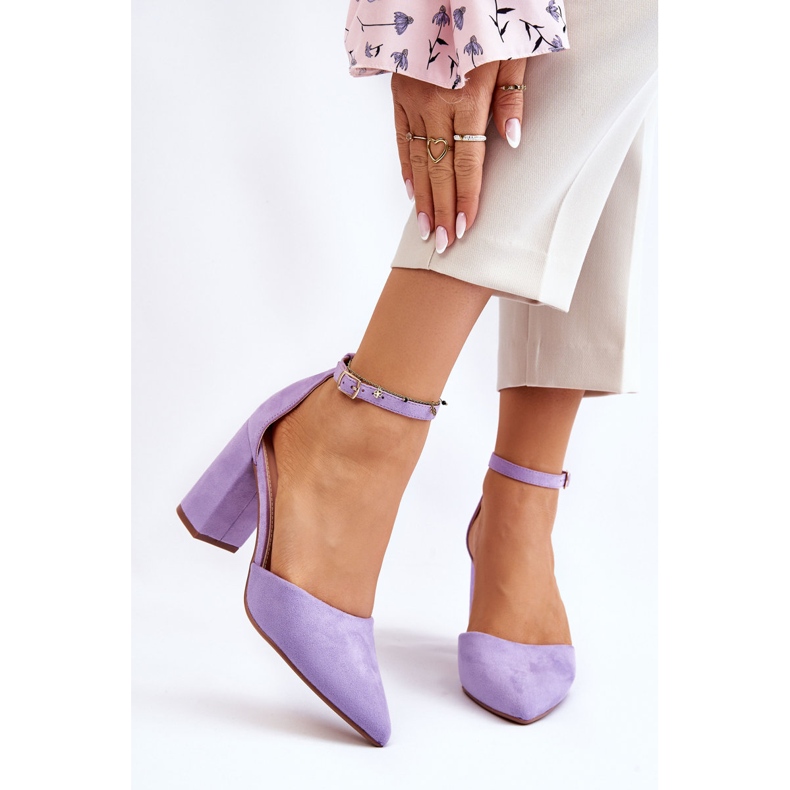Purple Lexie Suede Heel Pumps 1