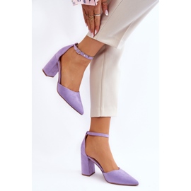Purple Lexie Suede Heel Pumps 2