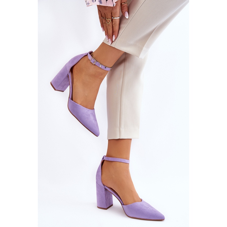 Purple Lexie Suede Heel Pumps 2