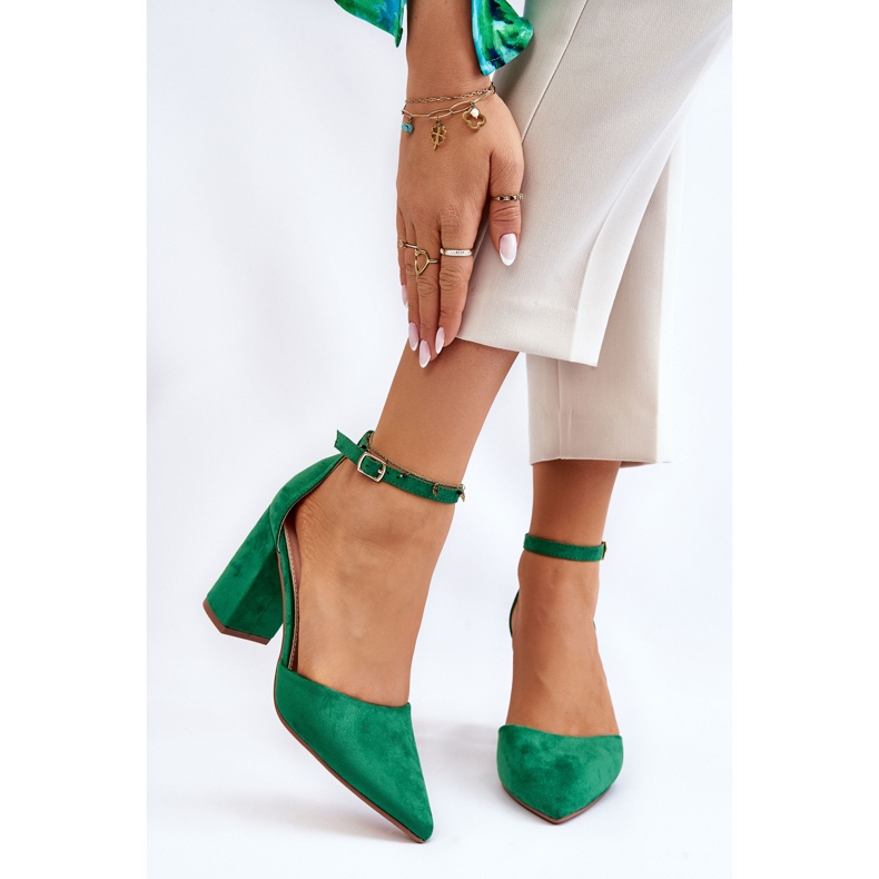 PS1 Suede Heel Pumps Green Lexie 1