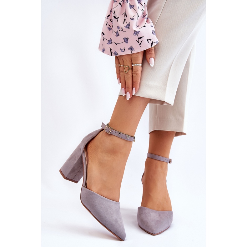 PS1 Suede Heel Pumps Gray Lexie grey 1