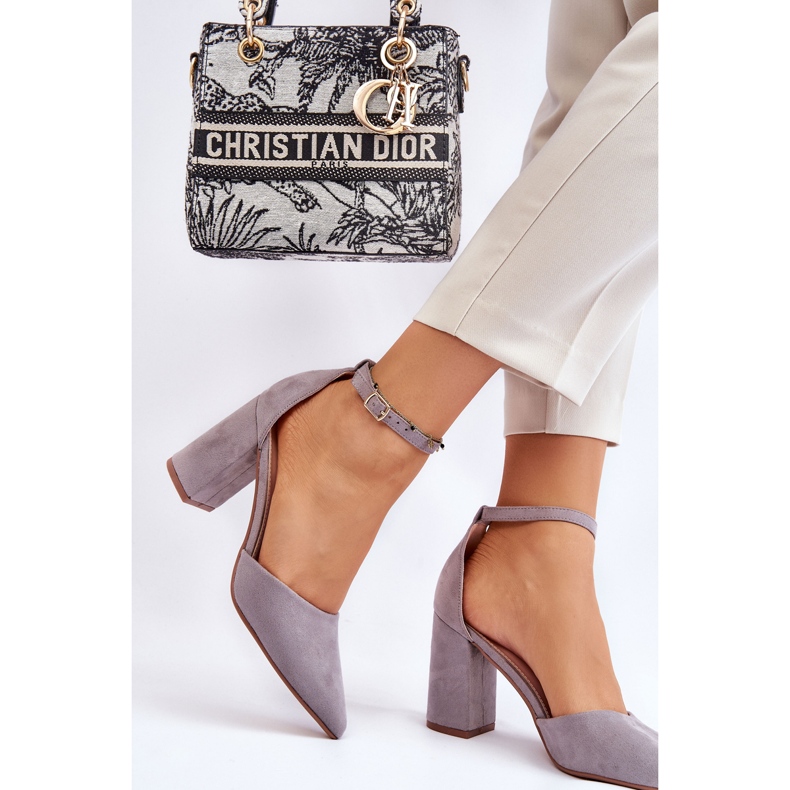 PS1 Suede Heel Pumps Gray Lexie grey 2