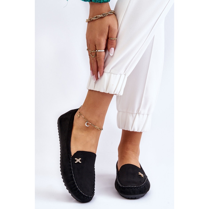 Women's Suede Loafers With Black Leah Embellishment 1