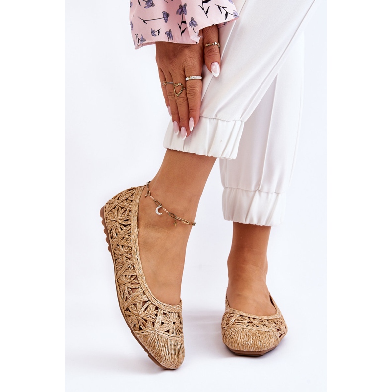 Openwork Fashionable Ballerinas Beige Thiago 1