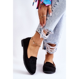 Comfortable Suede Women's Loafers Black Lucca 1