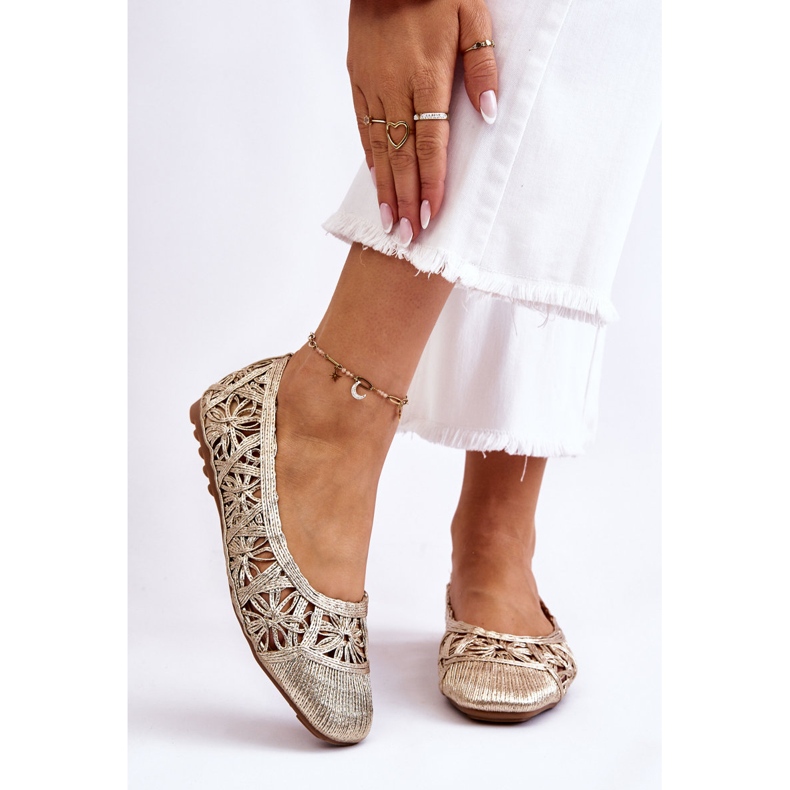 PS1 Openwork Fashionable Gold Thiago Ballerinas golden 1